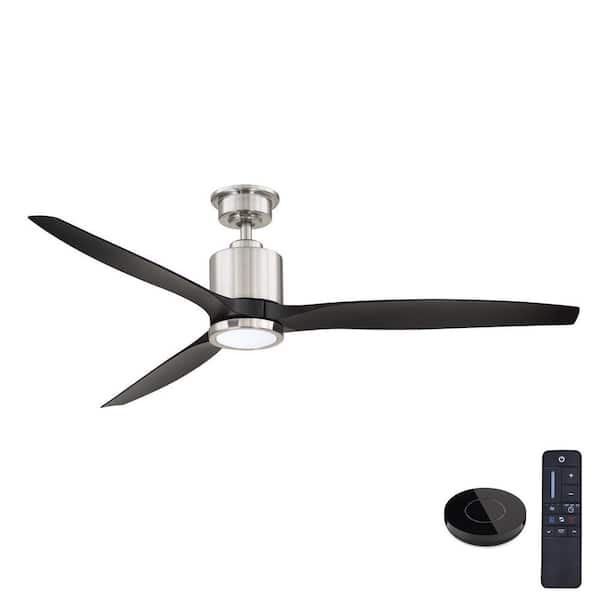 Home Decorators Collection Triplex 60 in. LED Brushed Nickel Ceiling Fan with Light and Remote Control works with Google and Alexa