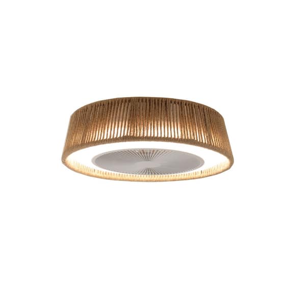 21 in. Smart Indoor Ceiling Fan Natural Linen Color Low Profile Standard Dimmable Ceiling Fan with LED Light and Remote
