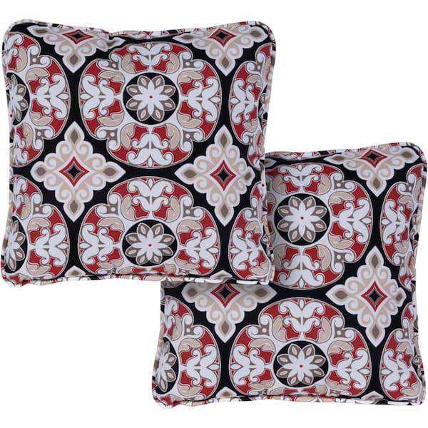 Hanover Medallion Multi-Colored Indoor or Outdoor Throw Pillows (Set of 2)