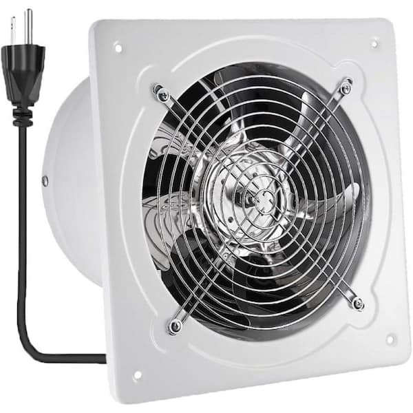 8 in. 735CFM 110V 80W Silver Cast Iron Electric Powered Exhaust Attic Fan, Wall Mounted Vent Fans for Kitchen/Bathroom