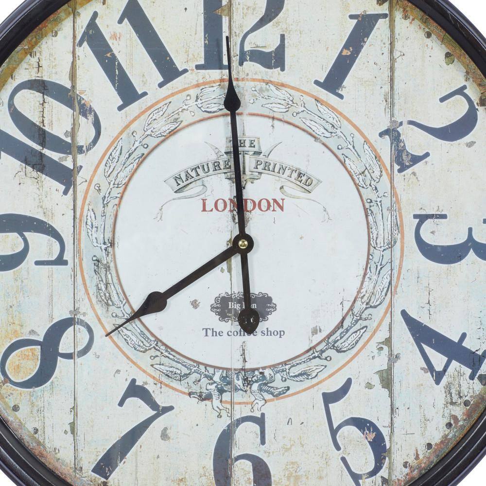 28" Black and Brown Metal Vintage Wall Clock
