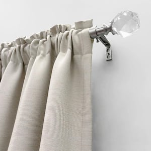 36 in. - 66 in. Adjustable Single Curtain Rod 3/4 in. Dia. in Brushed Nickel with Faceted Crystal finials