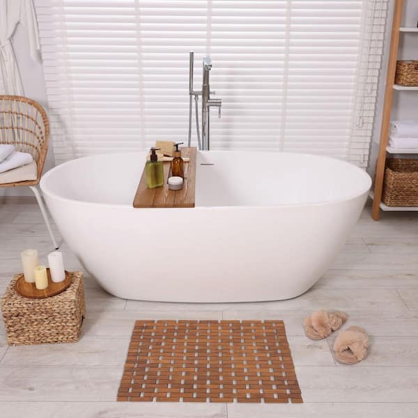 Duckboard 18 in. W x 18 in. L Brown Chocolate Natural Square Bath Rug in Bamboo