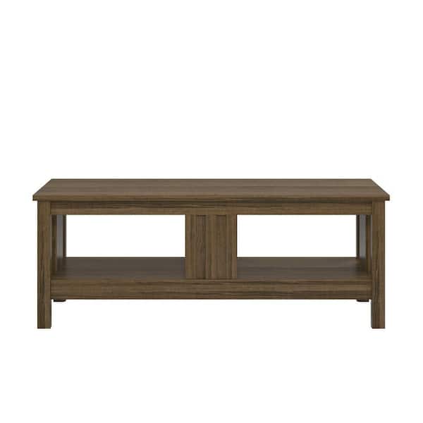 Ameriwood Home Wellshire 48 in. Brown Large Rectangle MDF Coffee Table with Shelf