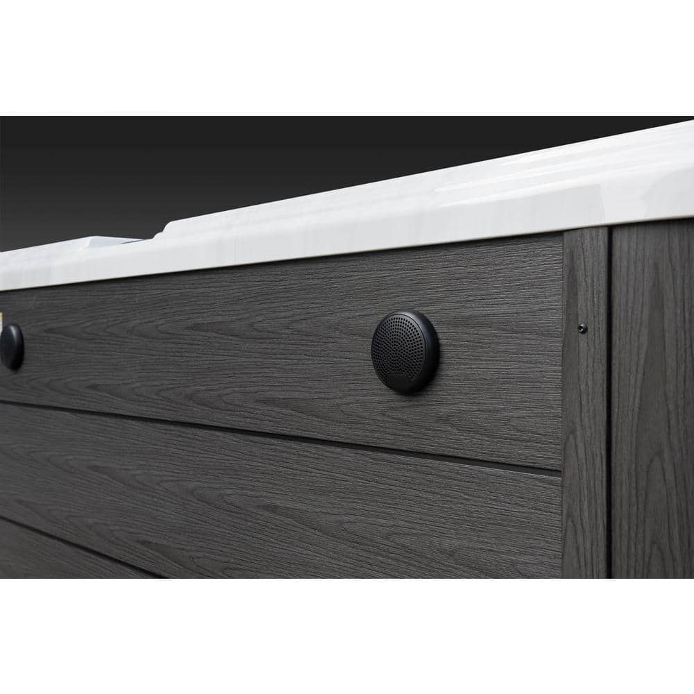 Gloss White and Grey 5-Person Rectangle Electric Hot Tub