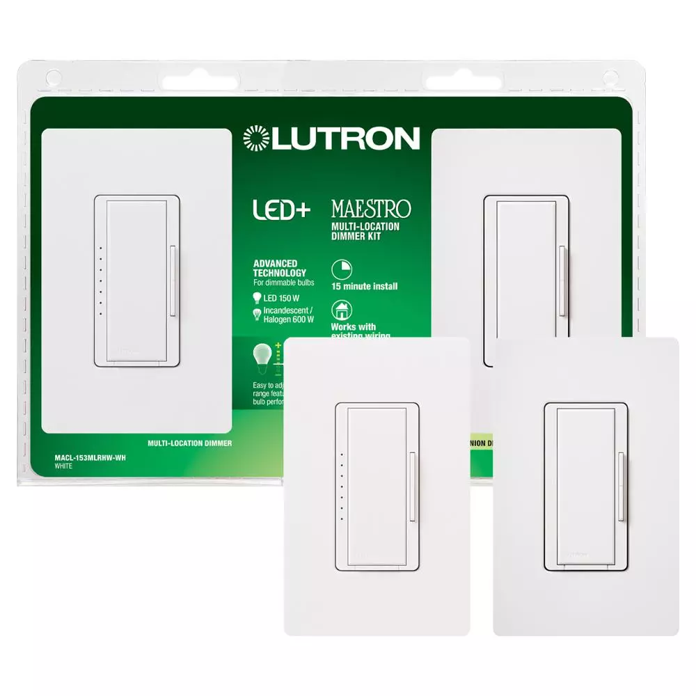 Lutron Maestro LED+ Dimmer Switch Kit for Dimmable LED, Halogen and