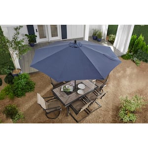10 ft. Aluminum Auto-Tilt Market Outdoor Patio Umbrella in Sky Blue