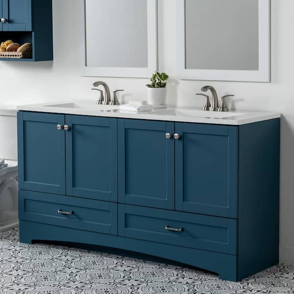 Glacier Bay Lancaster 60 in. W x 19 in. D x 33 in. H Double Sink 