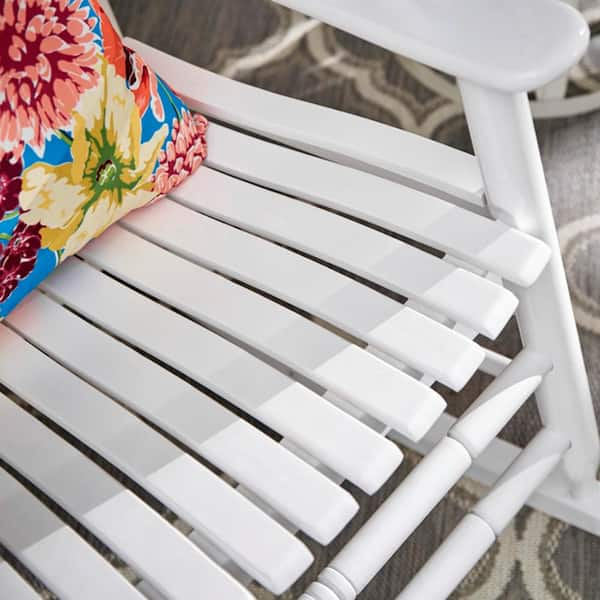 hampton bay sunjoy white wood outdoor rocking chair