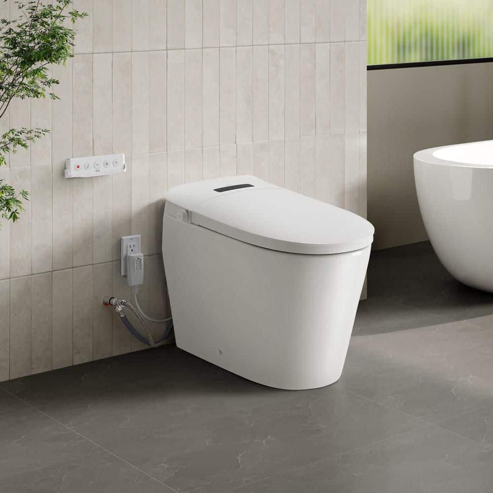 OVE Decors Bradley ADA Accesible Dual-Flush Hands-Free Smart Bidet Toilet with Built-in Tank and White Trim