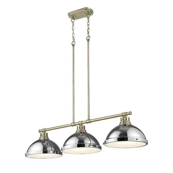 Golden Lighting - Duncan 300-Watt 3-Light Aged Brass Pendant Light with Steel Shade