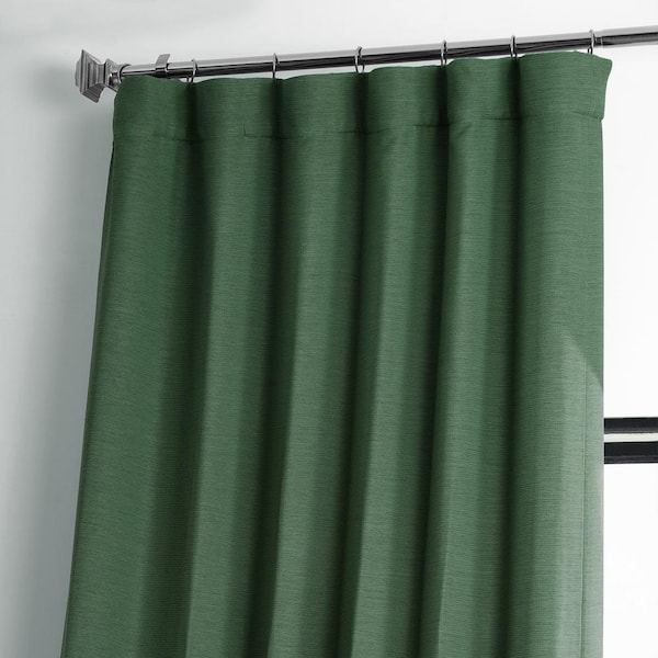 Pine Forest Green Textured Bellino Room Darkening Curtains-50 in. W x 84 in.L Rod pocket & Back Tabs Single Window Panel