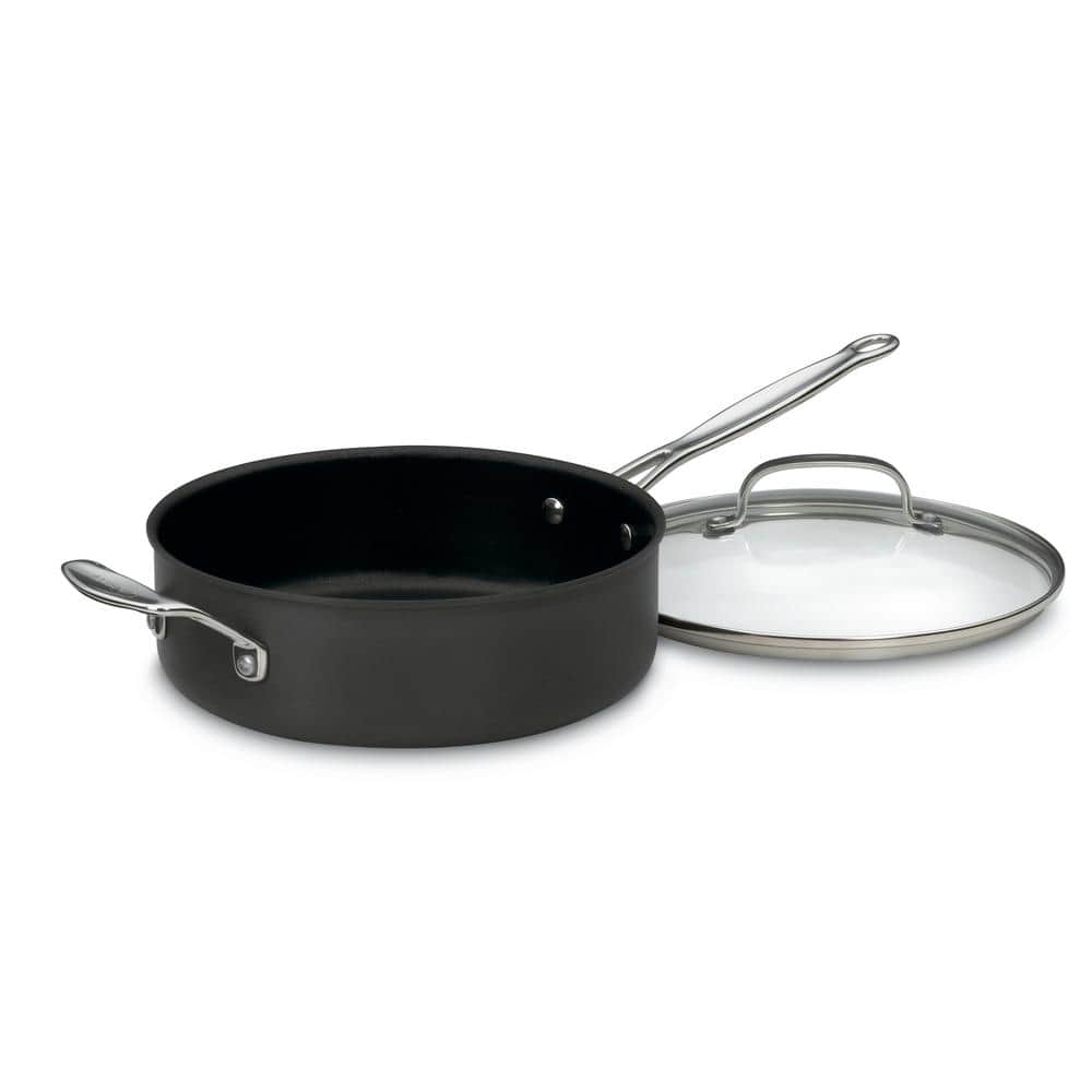 Cooks Standard 5 qt. Hard-Anodized Aluminum Nonstick Saute Pan in Black  with Glass Lid 02486 - The Home Depot