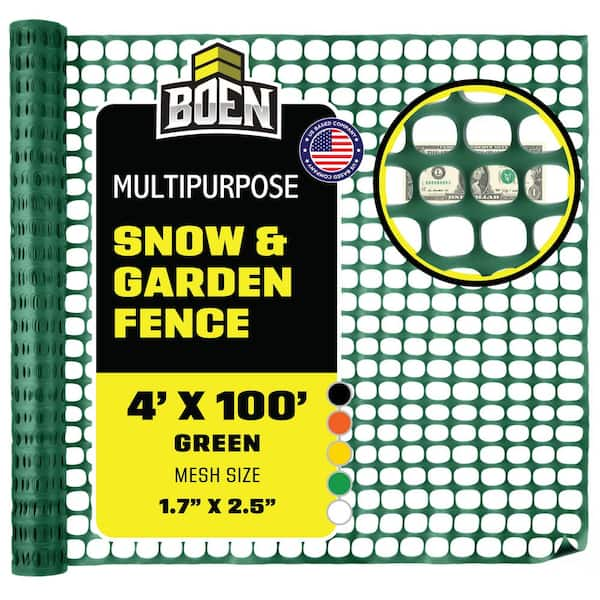 4 ft. x 100 ft. Green Plastic Temporary Fencing, Mesh Snow Fence, Safety Garden Netting (4-Pack)