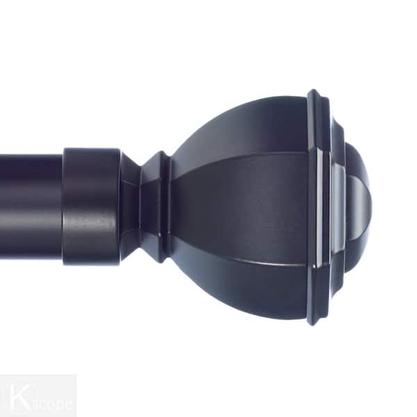 Art Decor 10 ft. Non-Telescoping Single Curtain Rod 1-1/8 in. in Black with Venice Finials