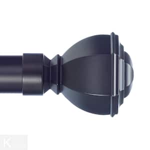 60 - 108 in. Telescoping Single Curtain Rod Kit in Black with Venice Finials