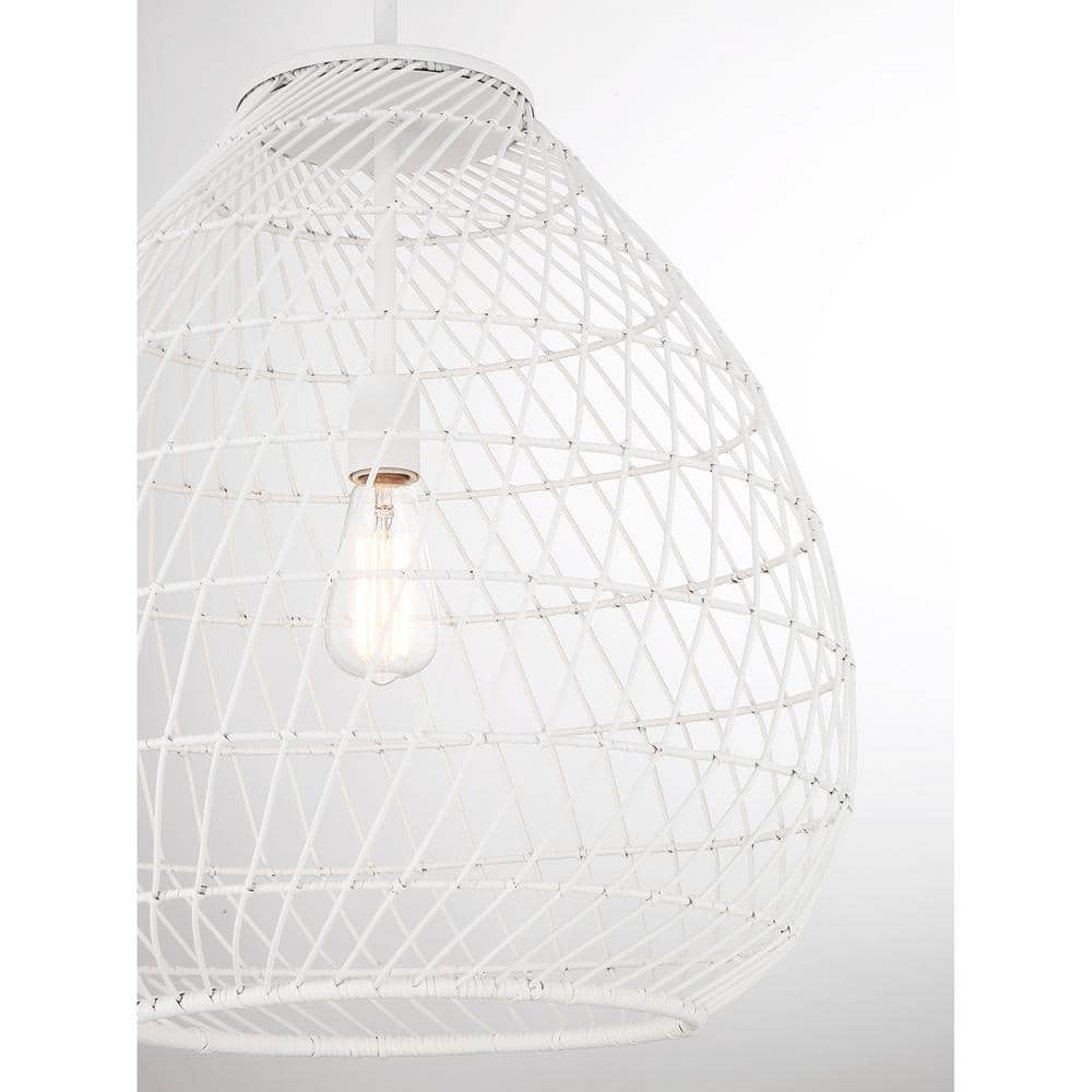 Maya Bisque White Resin Wicker 1-Light Pendant