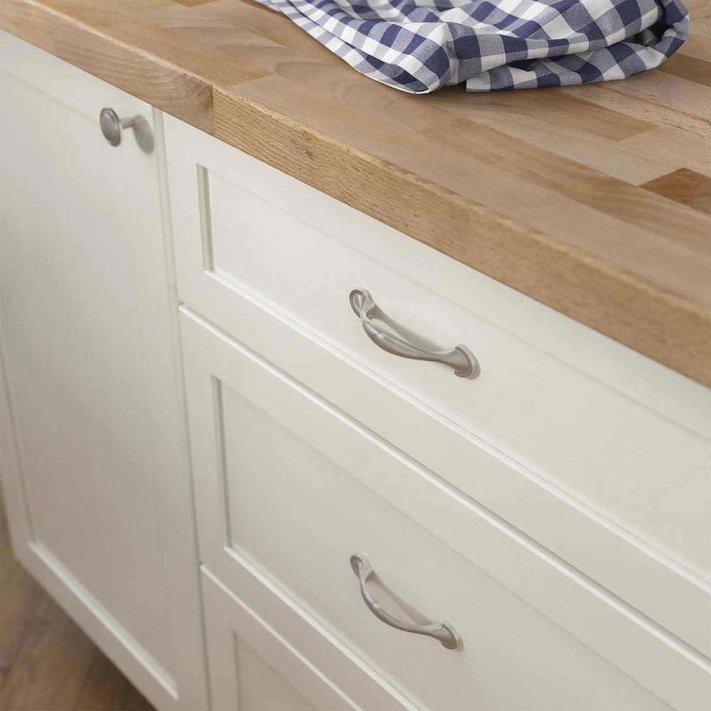 Satin Nickel 3" Half Round Cabinet Pull with Mounting Hardware