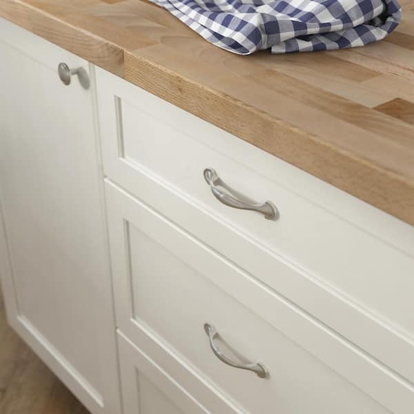10-Pack Half Round Spoon Foot 3 in. (76 mm) Traditional Satin Nickel Cabinet Drawer Pulls