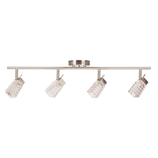 Globe Electric Lux Collection 4 Lamp Brushed Steel Track Lighting Fixture