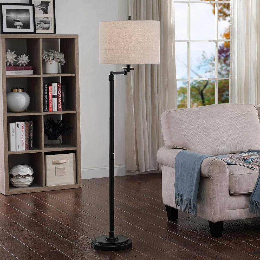 Madison Bronze Finish 61" Floor Lamp with Beige Shade - Adjustable