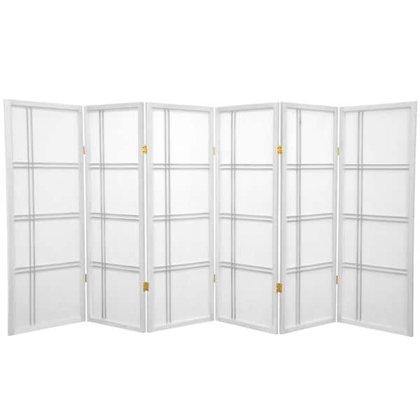 Oriental Furniture 4 ft. Short Double Cross Shoji Screen - White - 6 Panels