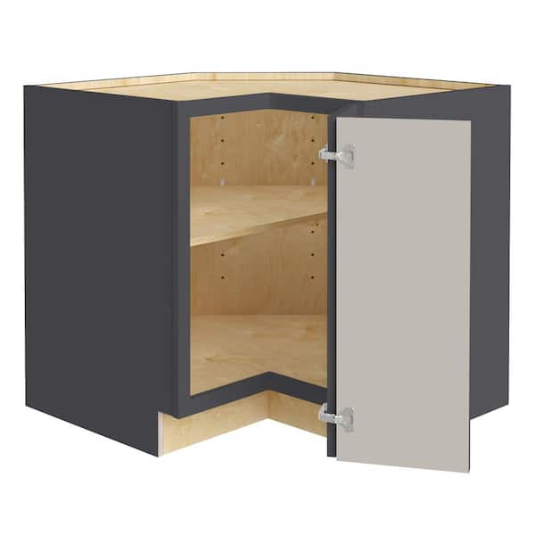 Washington 36 in. W x 24 in. D x 34.5 in. H Assembled Plywood Corner Easy Reach Base Kitchen Cabinet in Onyx RH