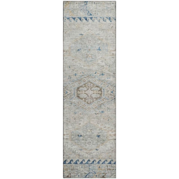 Mayfield Premium Machine Washable Abstract AMF2357 Linen 2 ft. x 7 ft. Runner Rug