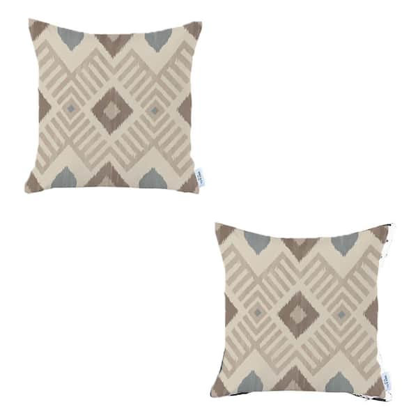 MIKE & Co. NEW YORK Ikat (Set of 2) Tortilla Brown and Beige Square 18