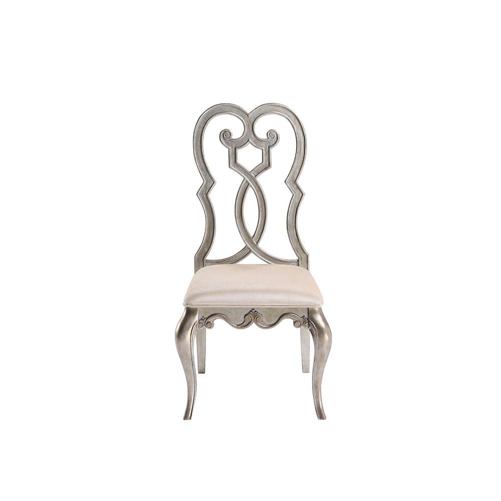 Esteban Ivory Velvet Upholstered Side Chair with Wood Accents