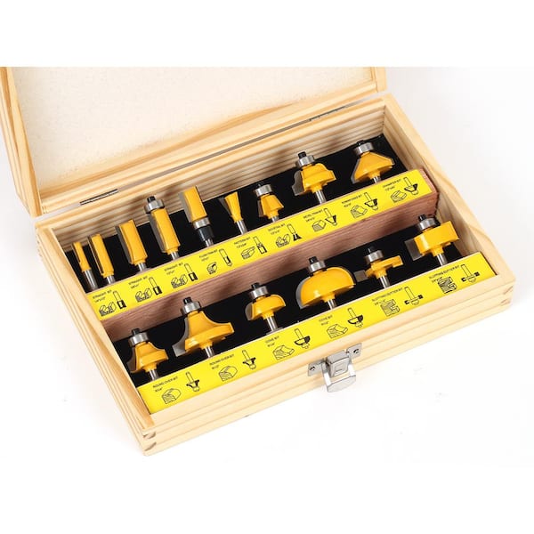 Yonico Multi Profile 1/4 in. Shank Carbide Tipped Router Bit Set (15-Piece)
