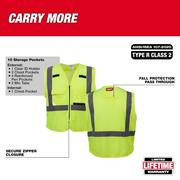 2X-Large /3X-Large Yellow Class 2-High Visibility Safety Vest with 10 Pockets