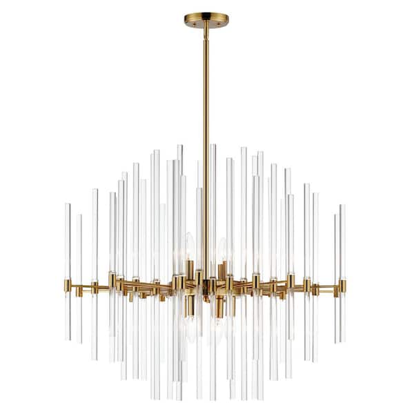 Divine 8-Light Satin Brass Chandelier Pendant Light