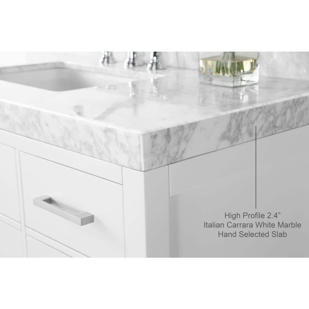 Elizabeth 60" White Wood Bathroom Vanity Set with Marble Top