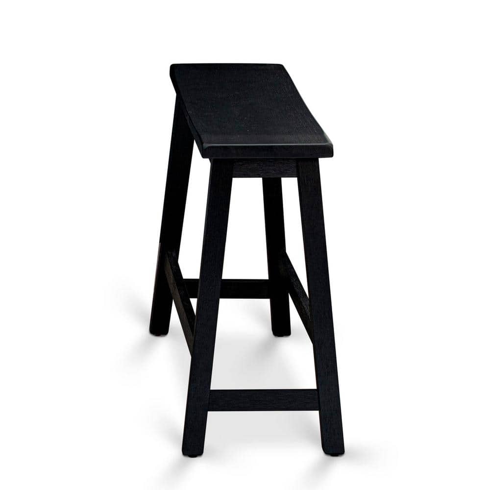 Wire Brushed Black Solid Wood Counter Height Dining Set with Bench and Stools