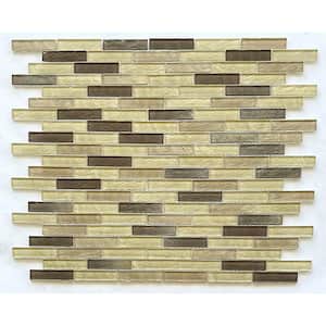 Cream and Brown 13 in. x 13 in. Textured Glass Wall and Pool Mosaic Tile (7.68 sq. ft./Case)