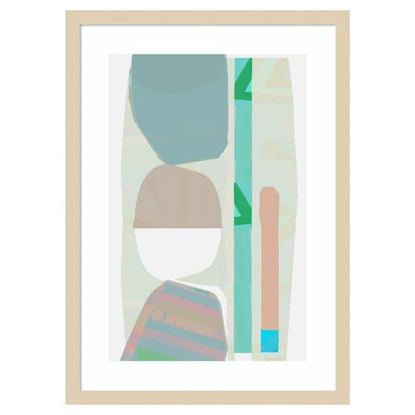 Amanti Art Blue Stones I by Project C 18 in. W x 25 in. H. Wood Framed Wall Art Print Framed in Brown