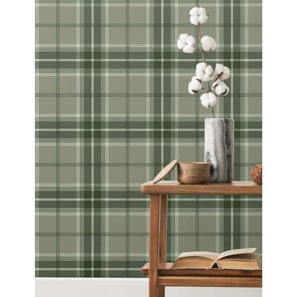 Green Emma Evergreen Plaid Wallpaper