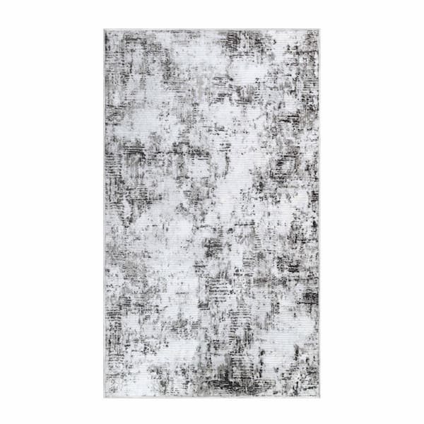 SUPERIOR Euphemia Charcoal 3 ft. x 5 ft. Vintage Oriental Medallion Polyester Power Loomed Indoor Area Rug