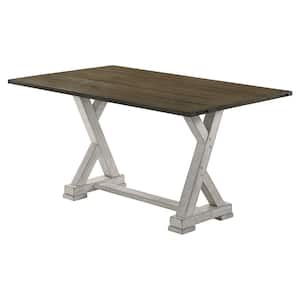 Beardsley 59 in. Rectangle Chestnut and Antique White Wood Dining Table