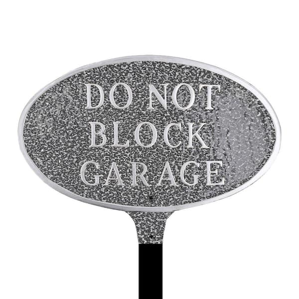 Montague Metal Products 6 in. x 10 in. Small Oval Do Not Block Garage Statement Plaque Sign with Lawn Stake - Swedish Iron