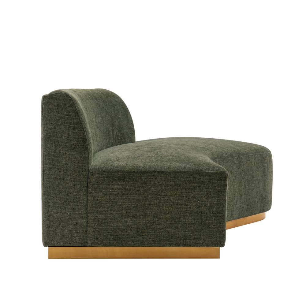 Olive Green Linen 132" 2-Piece Sectional Sofa with Golden Base