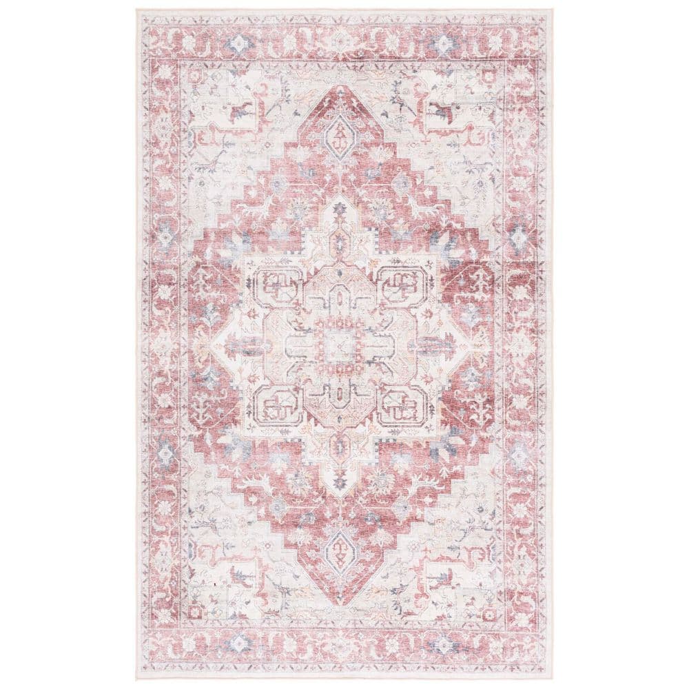 Arizona 8 ft. x 10 ft. Rust/Beige Machine Washable Ornage Border Distressed Area Rug price history on PriceWatchPro