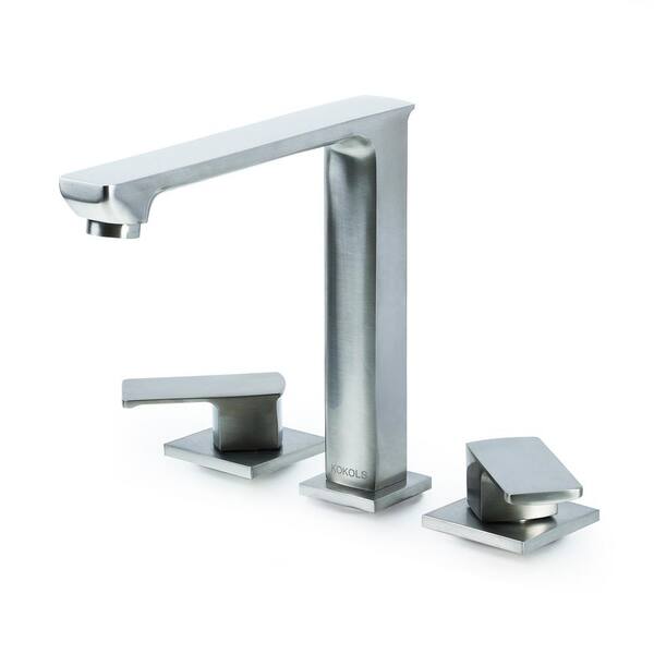 Kokols Hadraniel 8 in. Widespread 2-Handle High-Arc Bathroom Faucet in Brushed Nickel