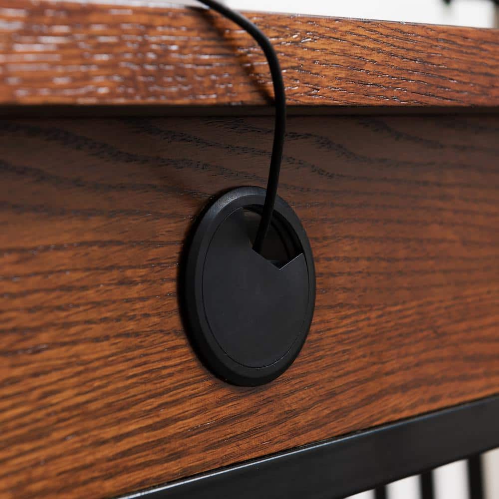 Ironcraft Mission Oak Computer Desk with Matte Black Frame