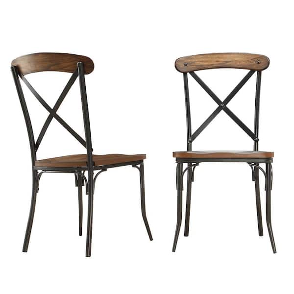 HomeSullivan Cabela Distressed Ash Wood and Metal Dining Chair (Set of 2)