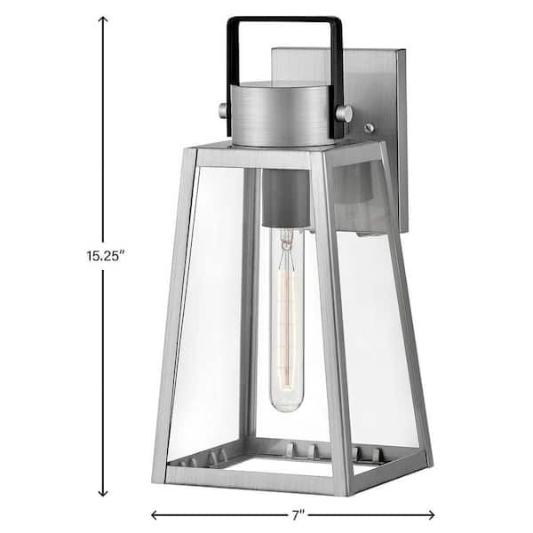 LARK - Hugh 1-Light Antique Brushed Aluminum Hardwired Outdoor Wall Lantern Sconce