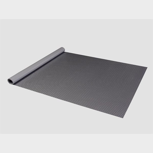 Textured Slip Resistant Diamond Plate 2 ft. x 2.5 ft. Charcoal Vinyl Garage Floor Mat, 23-Sizes Available