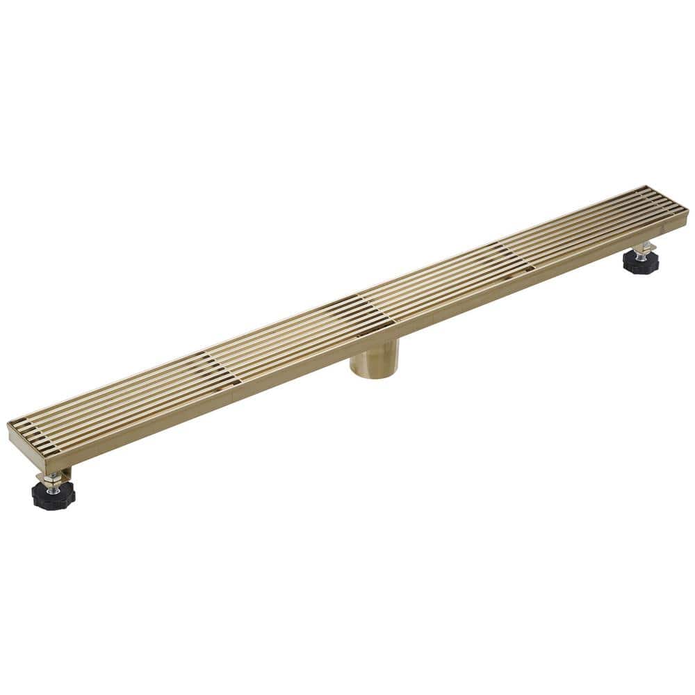 32 in. Stainless Steel Linear Shower Drain with Slot Pattern Drain Cover in Brushed Gold price history on PriceWatchPro