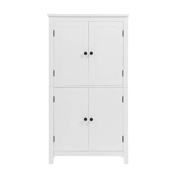 23.60 in. W x 11.80 in. D x 43.30 in. H White MDF Freestanding Linen Cabinet with Adjustable Shelves
